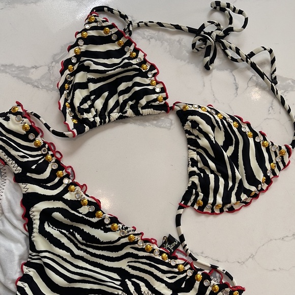 Lilies Fama Zebra Studded Bikini. Small. - Picture 2 of 5